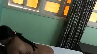 Tight ass Tamil wife fucking husband by lying over him