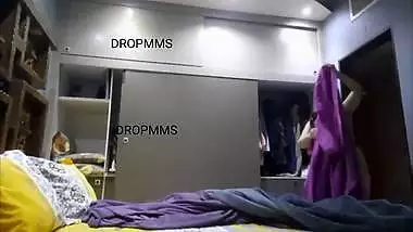 Chubby MILF after bath dress wear caught by stepson