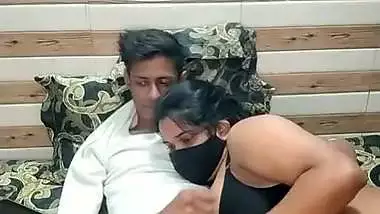 Masked housewife blowjob to husband and romance