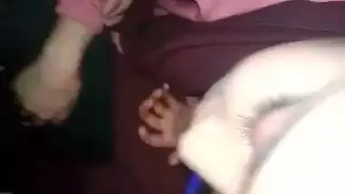 Shy girlfriend sucking dick of lover through pant zip open