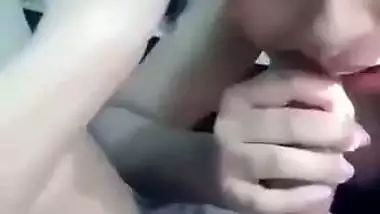 Sexy girl’s blowjob MMS of sucking a dick and drinking cum