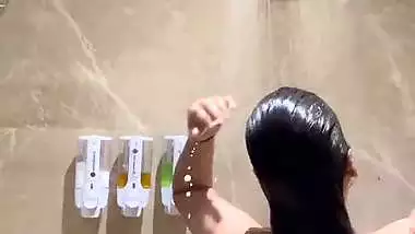 Sexy big boob girl shoots her nude MMS taking a shower