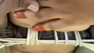 Village girl in ladder showing round boobs and fat pussy