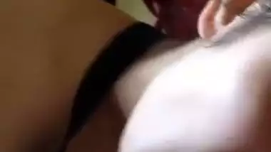 Cute Punjabi cousin sister sucking dick with boobs show