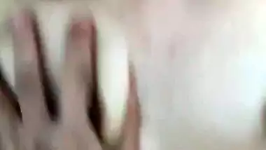 Brown haired cam girl boob pressing and pussy fingering